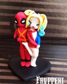 Cake Topper Personalizzato Deadpool Harley Quinn