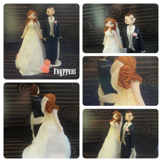 cake topper personalizzato con rose rosa