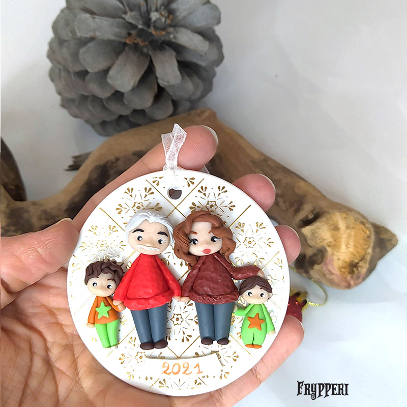 Decorazione Natale Ceramica Nonni Personalizzata