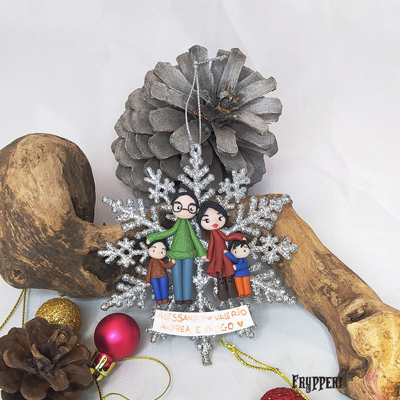 Decorazione Natale Fiocco di neve Famiglia Bambini Personalizzata