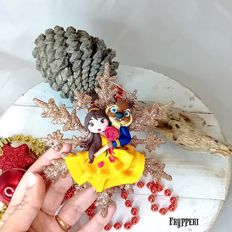 Decorazione Natale Fiocco di Neve La bella e la bestia