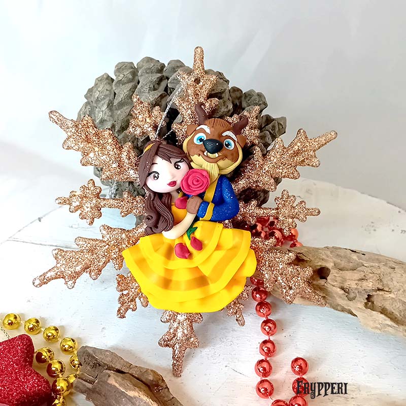 Decorazione Natale Fiocco di Neve La bella e la bestia Decorazione Natale Fiocco di Neve La bella e la bestia