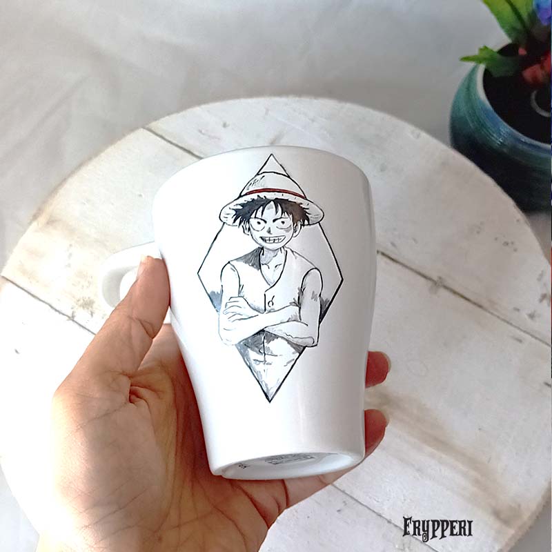 Tazza Dipinta Bianca Luffy