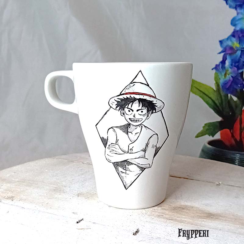 Tazza Dipinta Bianca Luffy
