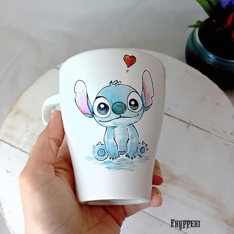 Tazza Dipinta Bianca Stitch