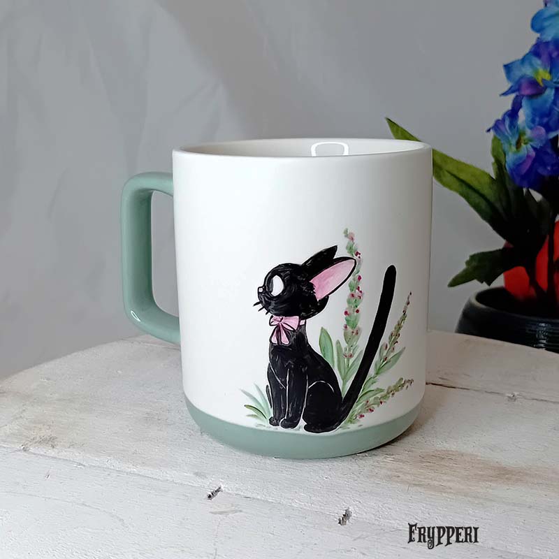 Tazza Dipinta Gatto Nero Jiji Tazza Dipinta Gatto Nero Jiji