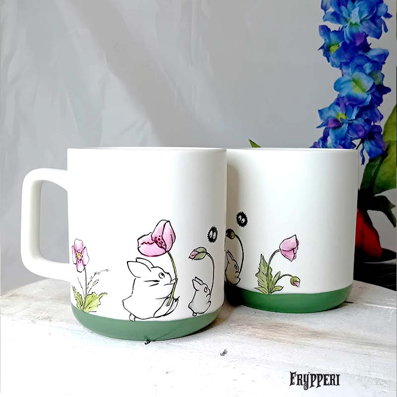 Tazza Dipinta Totoro fiori Tazza Dipinta Totoro fiori