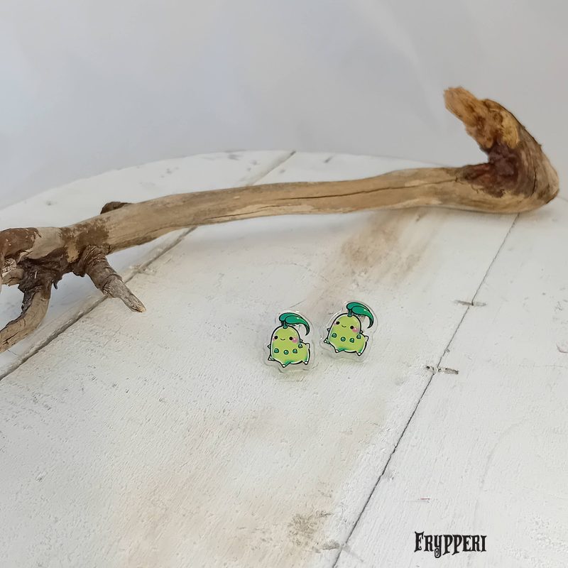Orecchino Chikorita acrilico fan art